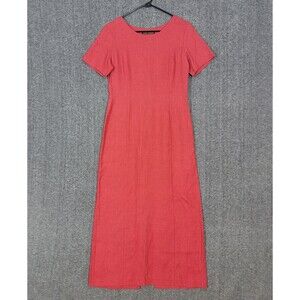 Cosi Vicino Maxi Dress Womens 42 / M Red 100% Linen Short Sleeve Made in Italy